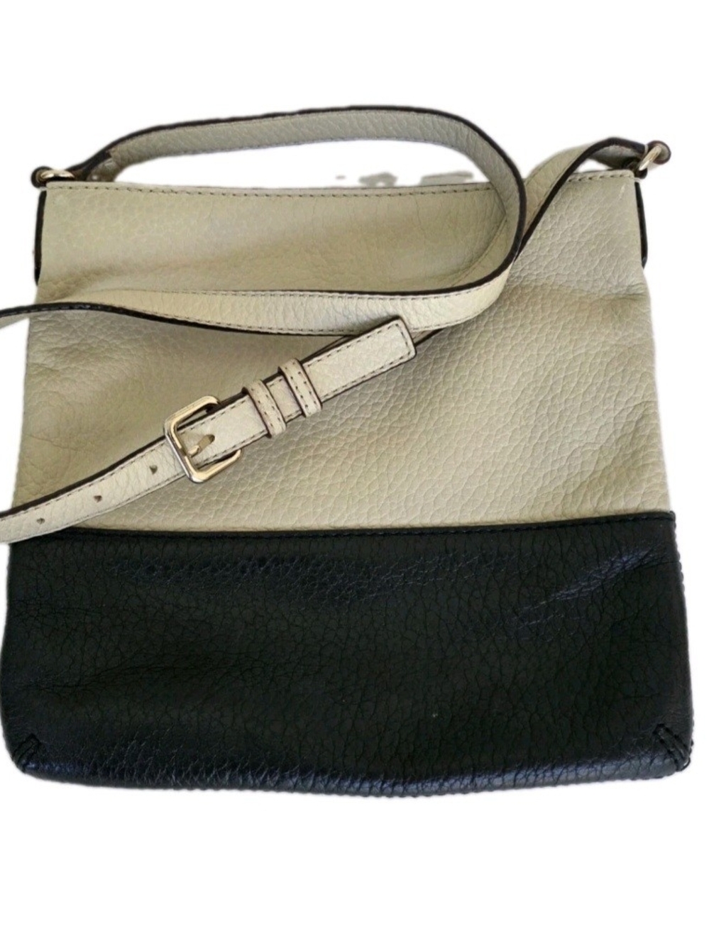 Kate Spade Crossbody Bag Black/Ivory Purse Pebbled Leather Bag